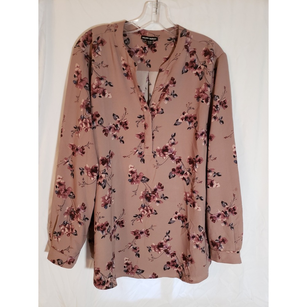 Women's Hilary Radley Mauve Floral Long Sleeve Blouse Size XL